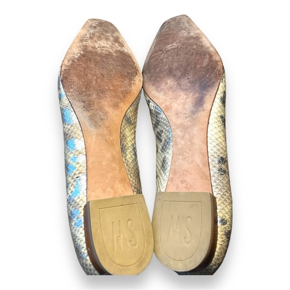 Stuart Weitzman Cream Gold Metallic Snakeskin Flat Shoes | Size 12 | $475 - Picture 5 of 5